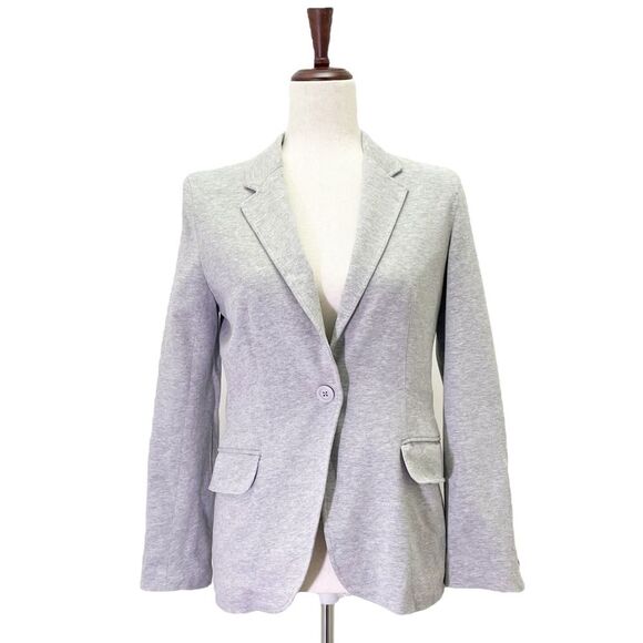 Boston Proper Jersey Knit Single Button Blazer Light Heather Gray Women’s Size 2 - Picture 2 of 15